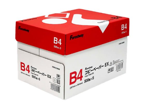 Forestway コピーペーパーEX B4 500枚×5冊 1箱（ご注文単位1箱)【直送品】
