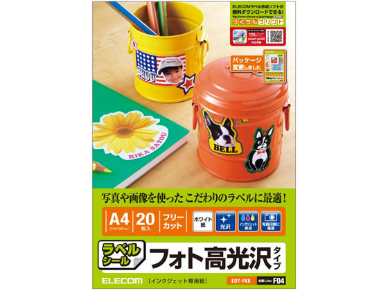 エレコム フリーカットラベル フォト光沢 A4 10枚 EDT-FKK 1冊(ご注文単位1冊)【直送品】