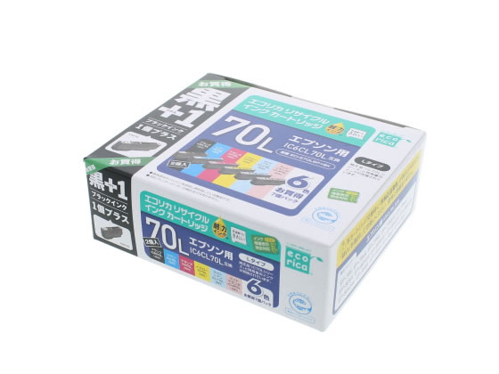 エコリカ エプソン用リサイクルインクカートリッジIC6CL70L+黒 1パック(ご注文単位1パック)【直送品】