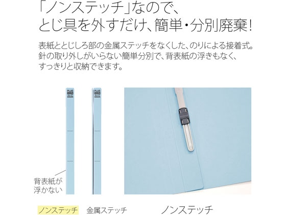 プラス フラットファイル ノンステッチ A4ヨコ ロイヤルブルー NO.022N 1冊(ご注文単位1冊)【直送品】