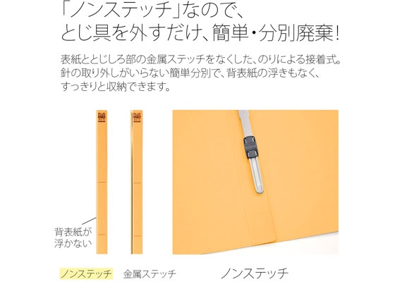 プラス フラットファイル厚とじ ノンステッチ 統一伝票用 イエロー 10冊 1パック（ご注文単位1パック)【直送品】