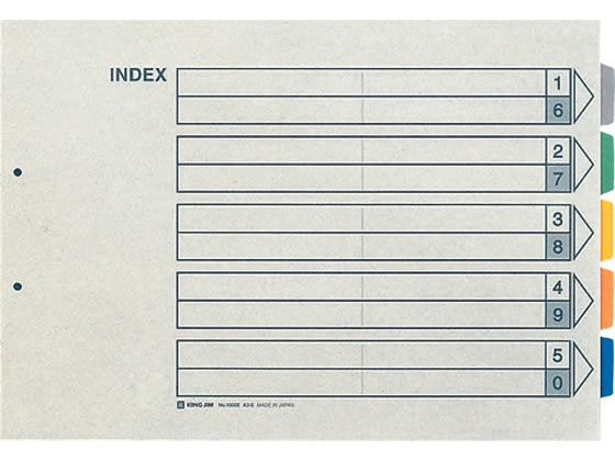キングジム カラーインデックス A3ヨコ 5山 2穴 10組 1000E 1冊(ご注文単位1冊)【直送品】