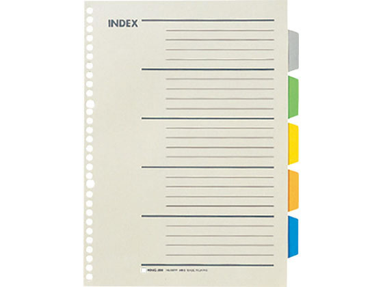 キングジム カラーインデックス(多穴) A4タテ 30穴 5色5山 907P 1冊(ご注文単位1冊)【直送品】