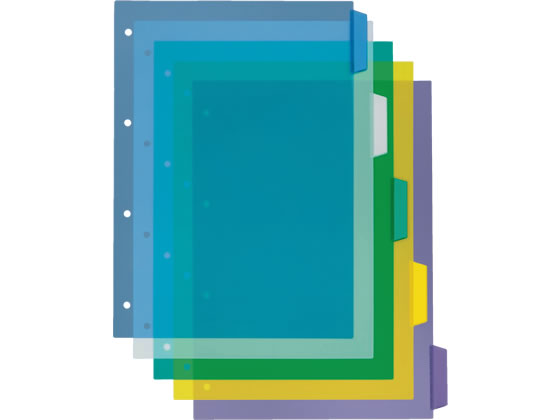 ライオン事務器 PPカラーインデックス A4タテ 5山 4穴 136-38 1セット(ご注文単位1セット)【直送品】