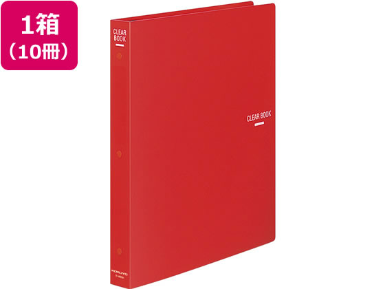 コクヨ クリヤーブック 差替式 A4タテ 30穴 背幅34mm 赤 10冊 1箱(ご注文単位1箱)【直送品】