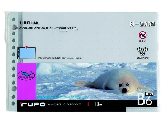 リヒトラブ ルポ・リーンフォース・クリヤーポケット B6ヨコ 13穴 10枚 グレー 1パック(ご注文単位1パック)【直送品】