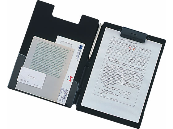 リヒトラブ クリップファイル〈捺印対応〉 A4タテ 短辺とじ 黒 1冊(ご注文単位1冊)【直送品】