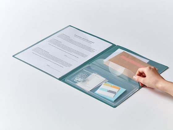 キングジム EMILy ハードホルダー A4タテ 3ポケット ブルーグレー 1枚(ご注文単位1枚)【直送品】