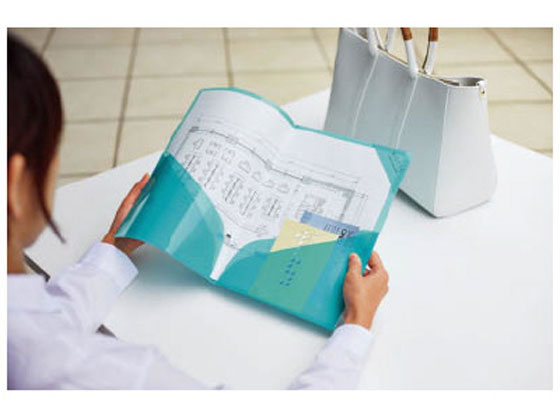 コクヨ ハードクリヤーホルダー モッテ A3見開き ライトブルー フ-LM755LB 1枚(ご注文単位1枚)【直送品】