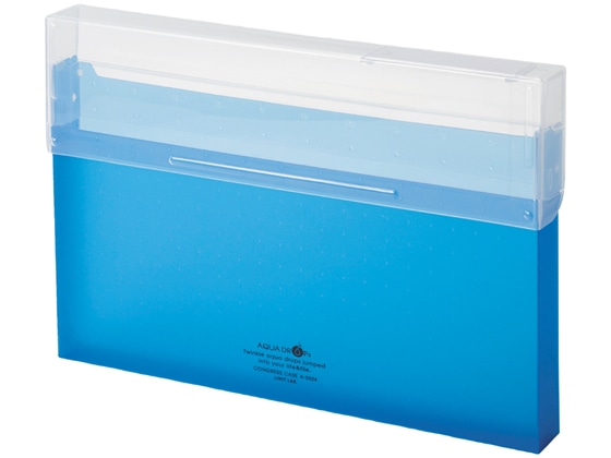 リヒトラブ AQUA DROPs コングレスケース A4 300枚収容 青 1冊(ご注文単位1冊)【直送品】