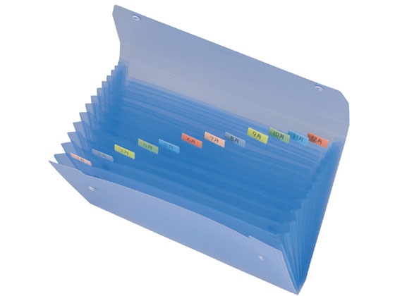 セキセイ ドキュメントファイル A4 13ポケット ブルー 1冊(ご注文単位1冊)【直送品】