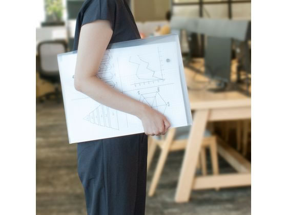 プラス ポケット付エンベロープ A3 マチ付ヨコ クリアー 88577 FL-140CH 1枚(ご注文単位1枚)【直送品】