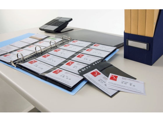 ライオン事務器 名刺ポケット(両面ポケット) A4タテ 10枚 MP-20BK 1冊(ご注文単位1冊)【直送品】