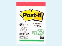 3M ポスト・イット 再生紙ふせん 赤帯 500RP-WN 1パック(ご注文単位1パック)【直送品】