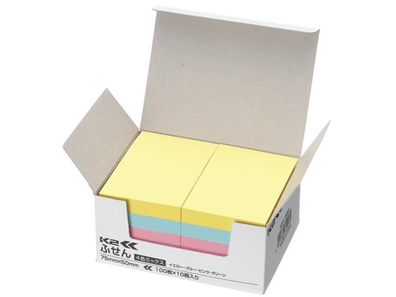 コクヨ ふせん〈K2〉75×50mm 4色ミックス 10冊 K2メ-7550 1箱（ご注文単位1箱)【直送品】