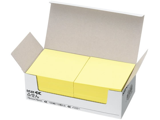 コクヨ ふせん〈K2〉75×75mm イエロー 10冊 K2メ-7575Y 1箱（ご注文単位1箱)【直送品】
