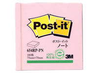 3M ポスト・イット 再生紙ノート ピンク 654RP-PN 1冊(ご注文単位1冊)【直送品】