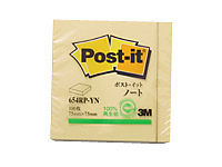 3M ポスト・イット 再生紙ノート イエロー 654RP-YN 1冊(ご注文単位1冊)【直送品】