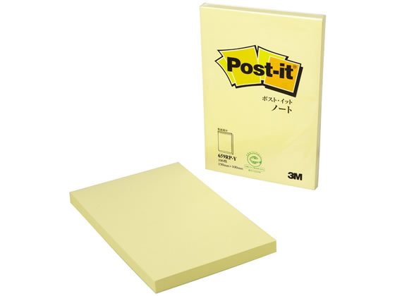 3M 〈ポスト・イット〉 再生紙 ノート150×100 イエロー 1冊(ご注文単位1冊)【直送品】