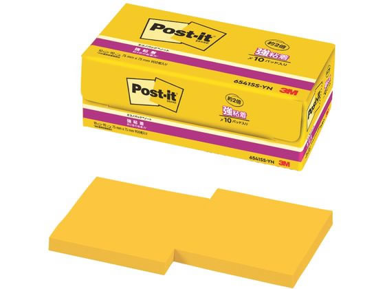 3M ポスト・イット強粘着エコノパック ノート ビビットイエロー 10冊 1箱(ご注文単位1箱)【直送品】