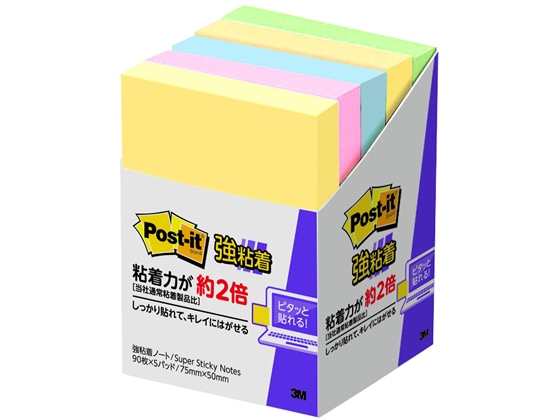 3M ポスト・イット 強粘着ノート パステルカラー混色 5冊 656-5SSAP 1パック（ご注文単位1パック)【直送品】