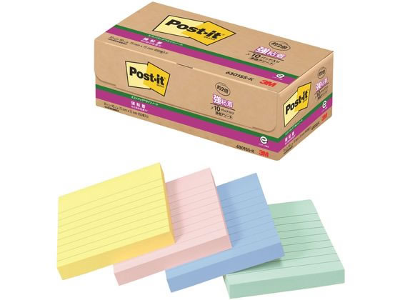 3M 強粘着 エコノパック ラインノート パステル 4色10冊 6301SS-K 1箱（ご注文単位1箱)【直送品】