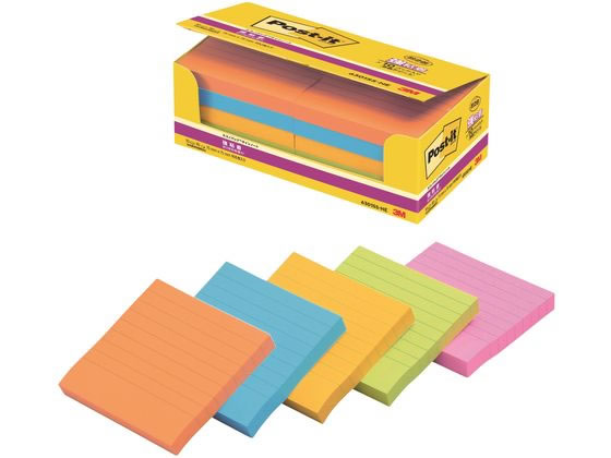 3M  ポストイット 強粘着エコノパックラインノート5色10冊 6301SS-NE 1箱（ご注文単位1箱)【直送品】