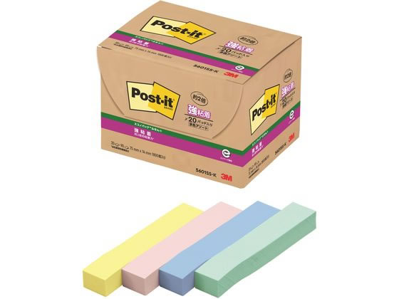 3M ポスト・イットエコノパック強粘着ふせん小パステルカラー混色20冊 1箱(ご注文単位1箱)【直送品】
