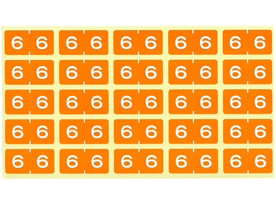 リヒトラブ カラーナンバーラベル M 単番号「6」 HK7753-6 1袋（ご注文単位1袋)【直送品】