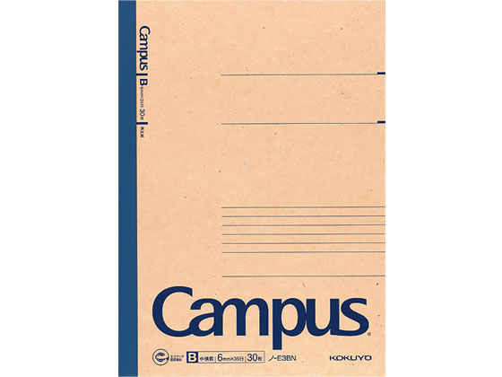 コクヨ 再生紙キャンパスノート セミB5 B罫・中横罫 30枚 ノ-E3BN 1冊(ご注文単位1冊)【直送品】