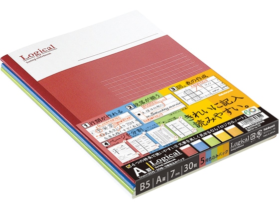 ナカバヤシ スイングロジカルノート B5 A罫 5冊パック ノ-B501A-5P 1パック（ご注文単位1パック)【直送品】