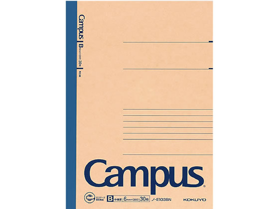 コクヨ 再生紙キャンパスノート A5 B罫・中横罫 30枚 ノ-E103BN 1冊(ご注文単位1冊)【直送品】
