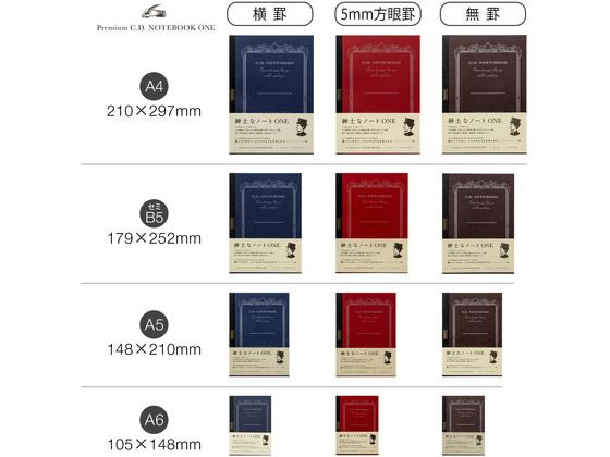 アピカ プレミアムCDノート ONE A5 5mm方眼罫 レッド CDSSA5S 1冊(ご注文単位1冊)【直送品】