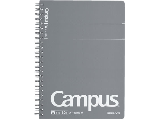 コクヨ キャンパス ツインリングノート(無地) A5 80枚 グレー ス-T134W-M 1冊(ご注文単位1冊)【直送品】