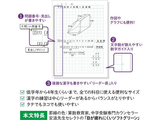 アピカ 中学受験OKノート セミB5 10mmマス 5冊組 LGU10G05 1パック(ご注文単位1パック)【直送品】