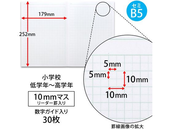 アピカ 中学受験OKノート セミB5 10mmマス 5冊組 LGU10G05 1パック(ご注文単位1パック)【直送品】