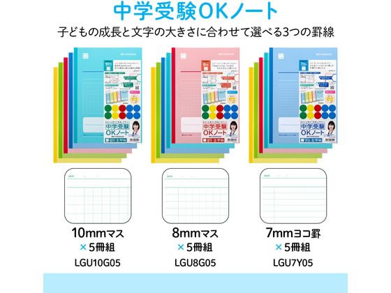 アピカ 中学受験OKノート セミB5 10mmマス 5冊組 LGU10G05 1パック(ご注文単位1パック)【直送品】