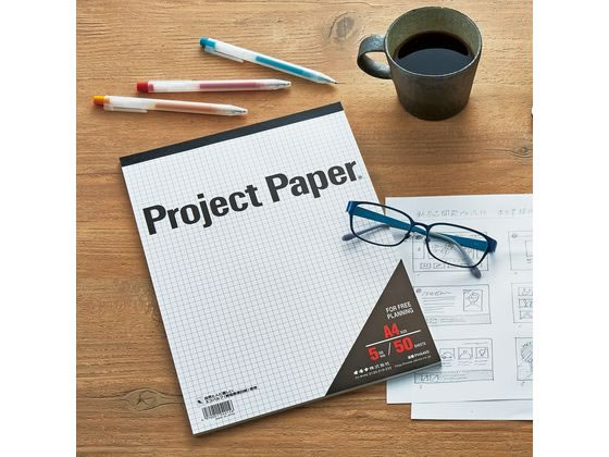 オキナ プロジェクトペーパー A4 5mm方眼 50枚 PHA45S 1冊(ご注文単位1冊)【直送品】