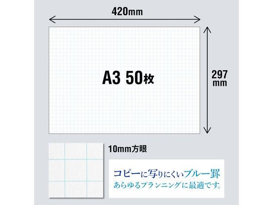 オキナ プロジェクトペーパー A3 横 10mm方眼 PPA30S 1冊(ご注文単位1冊)【直送品】