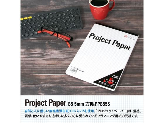 オキナ プロジェクトペーパー B5 5mm方眼 PPB55S 1冊(ご注文単位1冊)【直送品】