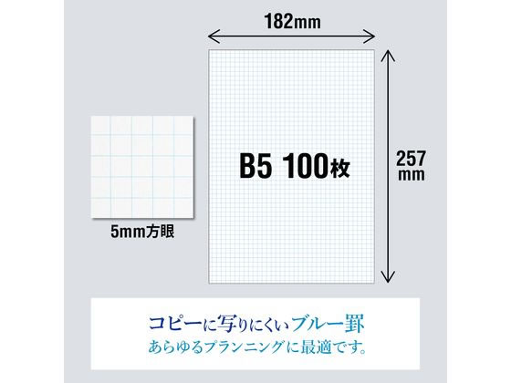 オキナ プロジェクトペーパー B5 5mm方眼 PPB55S 1冊(ご注文単位1冊)【直送品】