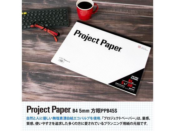 オキナ プロジェクトペーパー B4横 5mm方眼 PPB45S 1冊(ご注文単位1冊)【直送品】