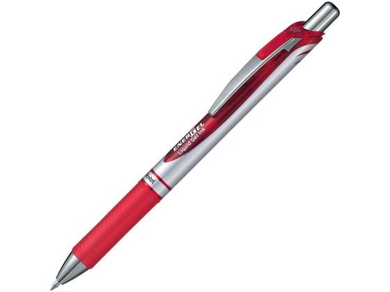 ぺんてる エナージェル ノック式 シルバー軸 0.7mm 赤 BL77-B 1本(ご注文単位1本)【直送品】