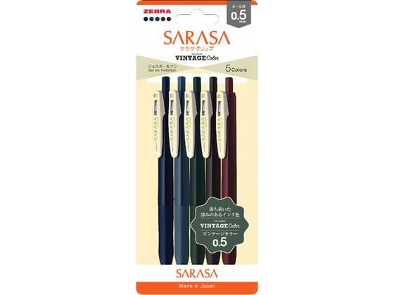 ゼブラ サラサクリップ 0.5mm ビンテージカラー1 5色 JJ15-5C-VI-N 1セット(ご注文単位1セット)【直送品】