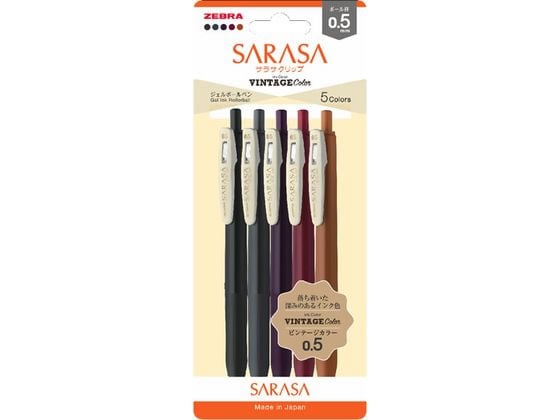 ゼブラ サラサクリップ 0.5mm ビンテージカラー2 5色 JJ15-5C-VI2-N 1セット(ご注文単位1セット)【直送品】