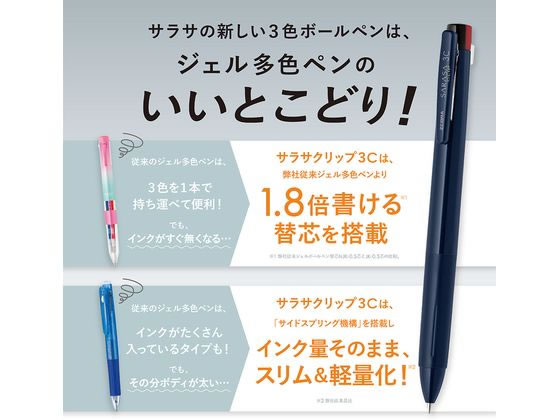 ゼブラ サラサクリップ 3C 0.5mm 透明軸 J3J5-C 1本(ご注文単位1本)【直送品】