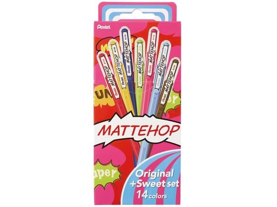 ぺんてる ゲルボールペン マットホップ 1.0mm 14色セット 1セット(ご注文単位1セット)【直送品】