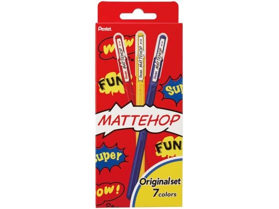 ぺんてる ゲルボールペン マットホップ 1.0mm オリジナル7色セット A 1セット(ご注文単位1セット)【直送品】