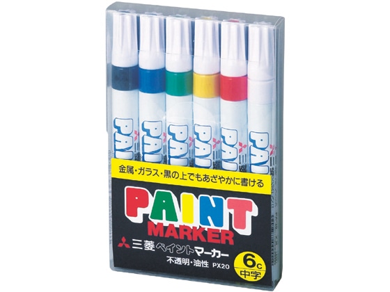 三菱 ペイントマーカー 中字 6色セット PX206C 1セット(ご注文単位1セット)【直送品】