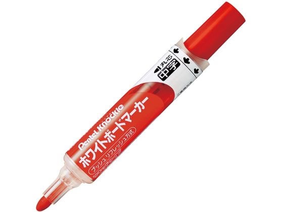 ぺんてる ホワイトボードマーカー ノックル 中字 赤 EMWLM-B 1本(ご注文単位1本)【直送品】